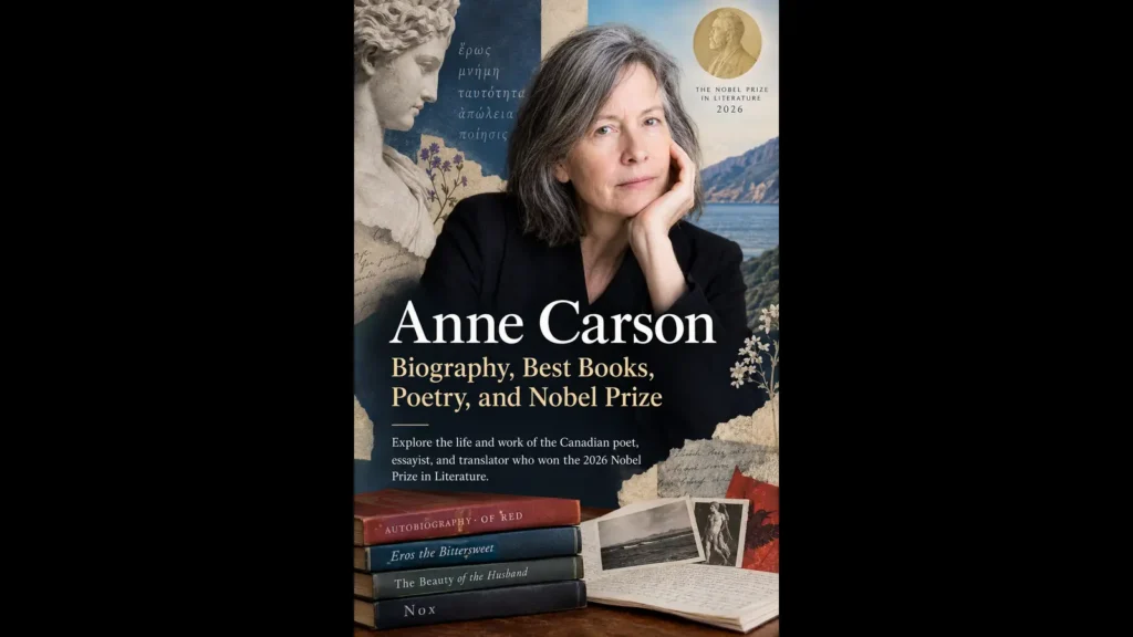 Anne Carson biography featuring the Canadian poet and 2026 Nobel Prize in Literature winner