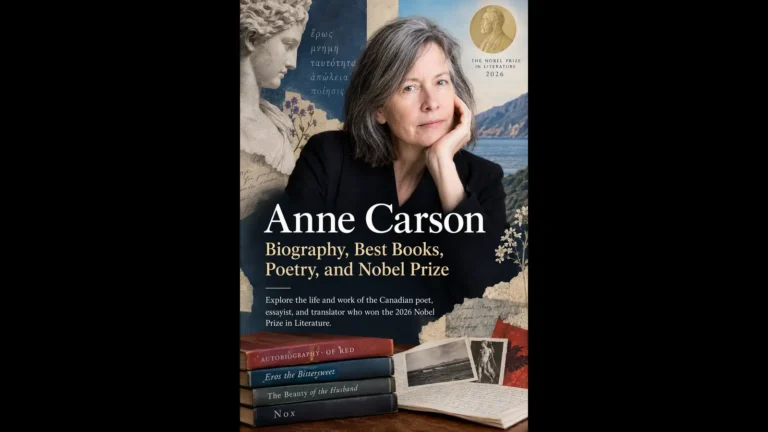Anne Carson biography featuring the Canadian poet and 2026 Nobel Prize in Literature winner